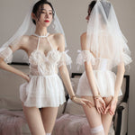Bride Dress - Deluxe Sexy Lingerie Set Wedding Skirt With Veil - Sexindoll