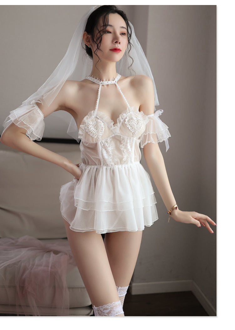 Bride Dress - Deluxe Sexy Lingerie Set Wedding Skirt With Veil - Sexindoll